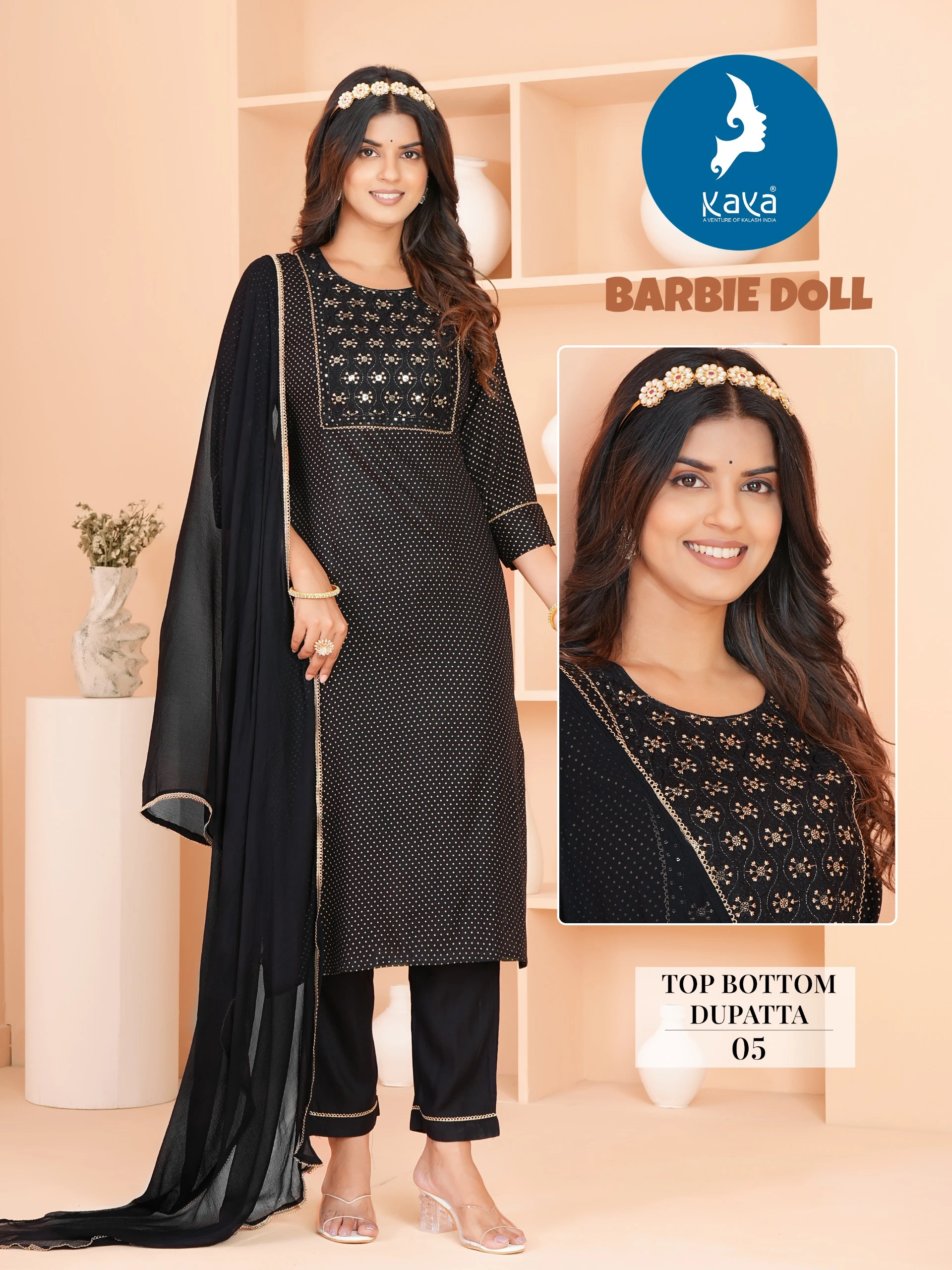 Kaya Barbie Doll Rayon Print Wholesale Readymade Salwar Suit Catalog — Wholesale Readymade Suit, Kaya wholesale from Surat — view 2
